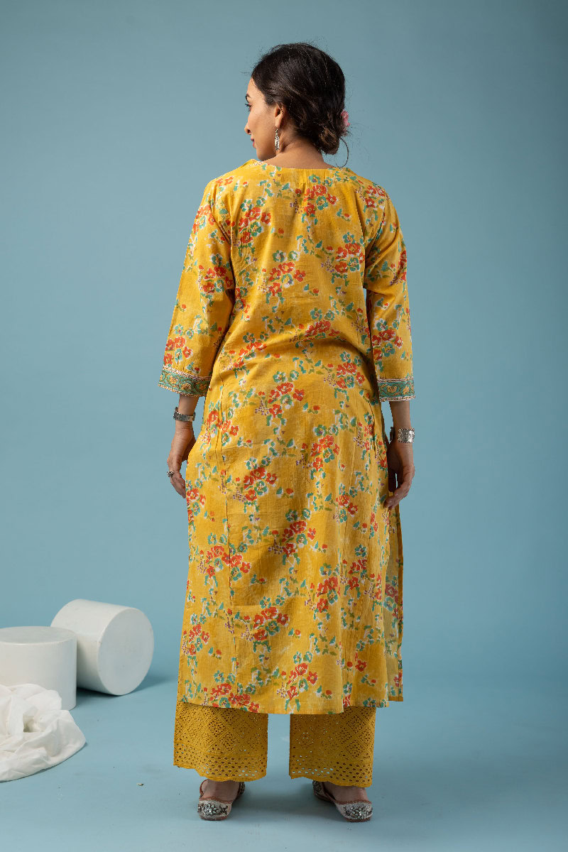 Image for Kusvaa Wkr122 Shyama Cotton Blockprint Kurta Neck