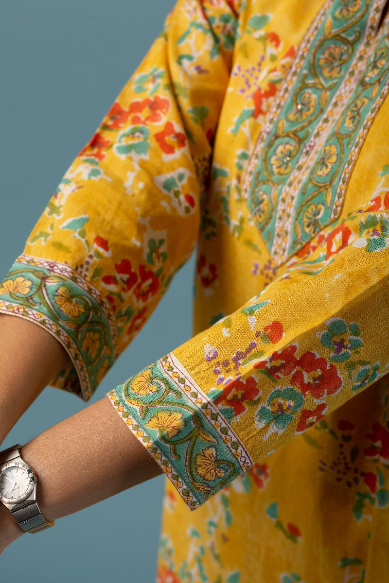 Image for Kusvaa Wkr122 Shyama Cotton Blockprint Kurta Pocket