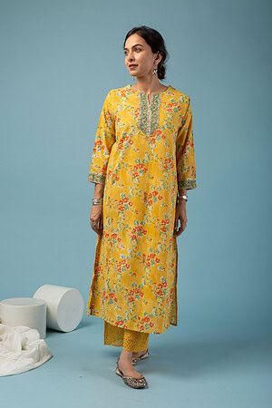 Image for Kusvaa Wkr122 Shyama Cotton Blockprint Kurta Side
