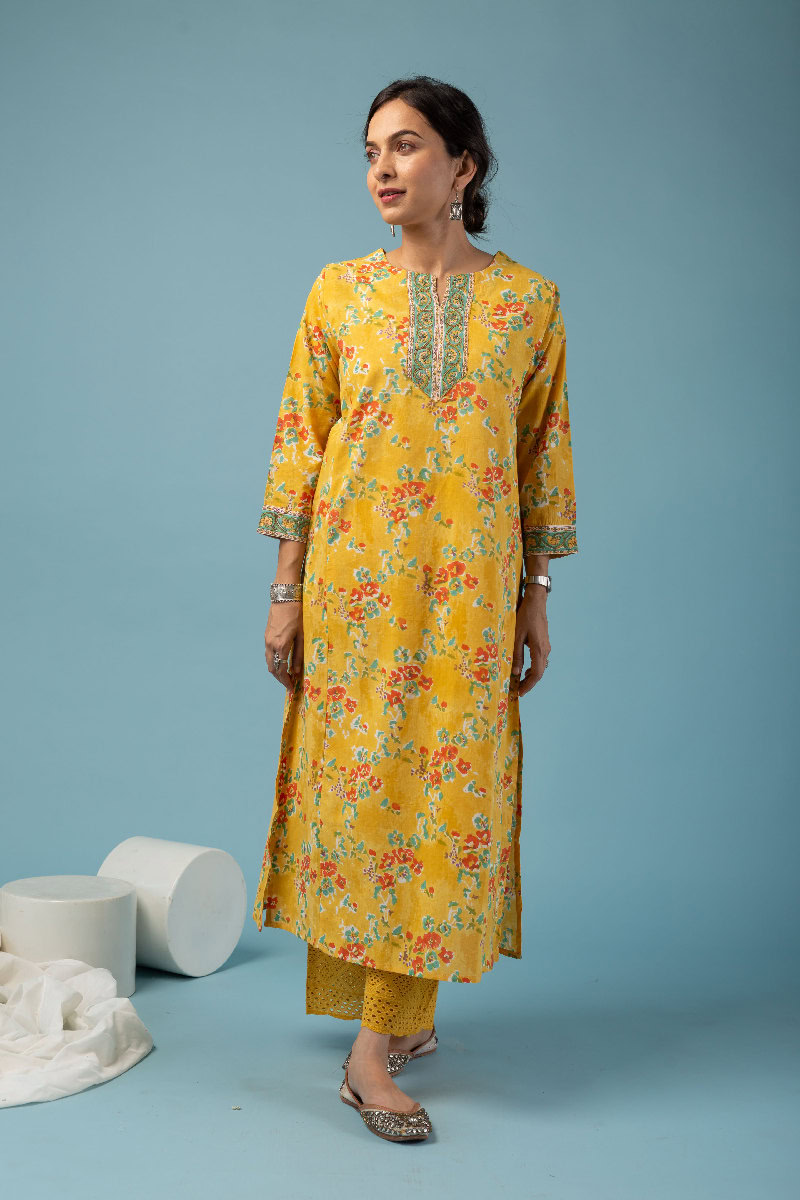 Image for Kusvaa Wkr122 Shyama Cotton Blockprint Kurta Side