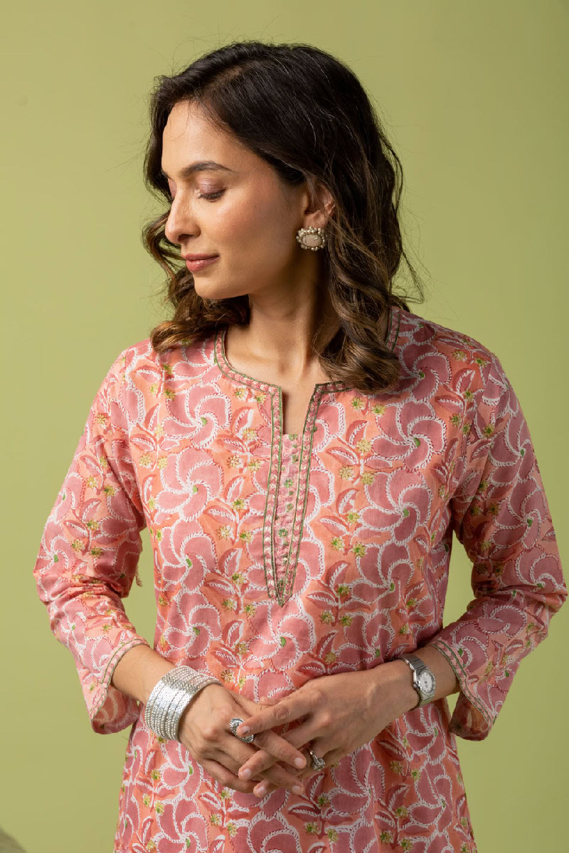 Image for Kusvaa Wkr123 Arohi Cotton Blockprint Kurta Featured