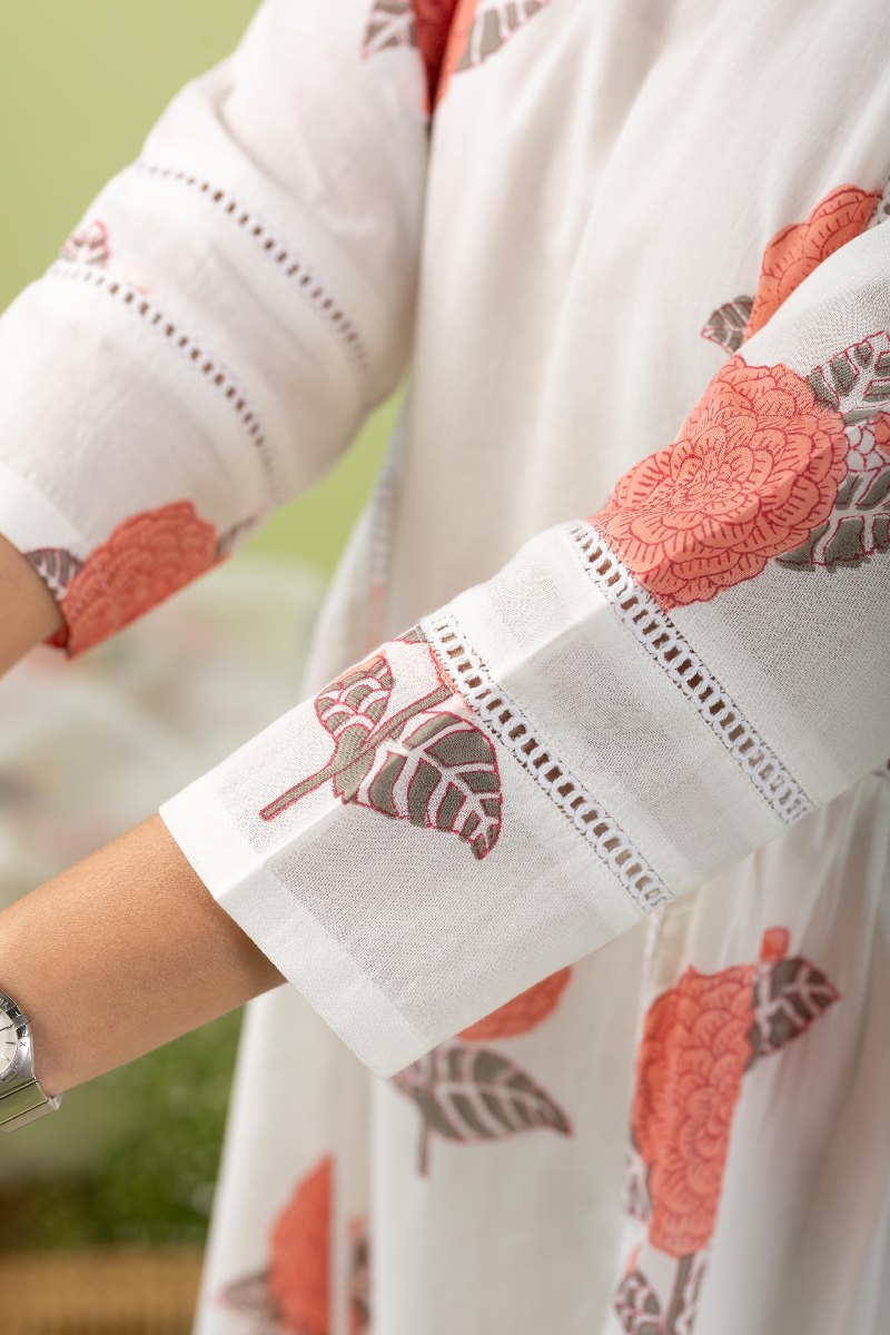 Image for Kusvaa Wkr124 Bina A Line Cotton Kurta Closeup 2