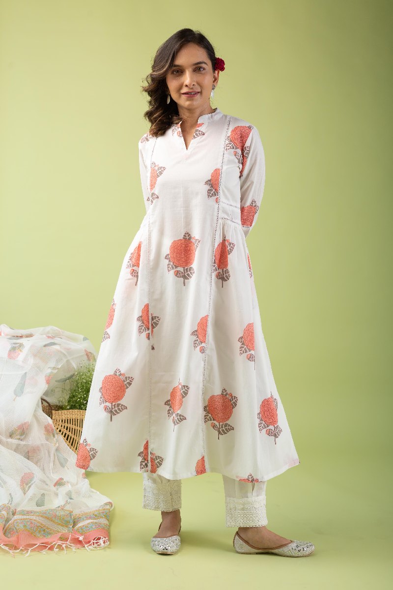 Image for Kusvaa Wkr124 Bina A Line Cotton Kurta Pattern