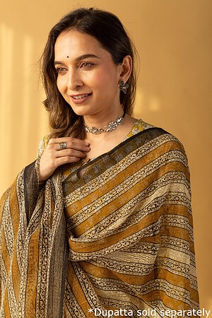 Image for Kusvaa Wkr126 Diva Handblock Cotton Kurta Closeup 6 New
