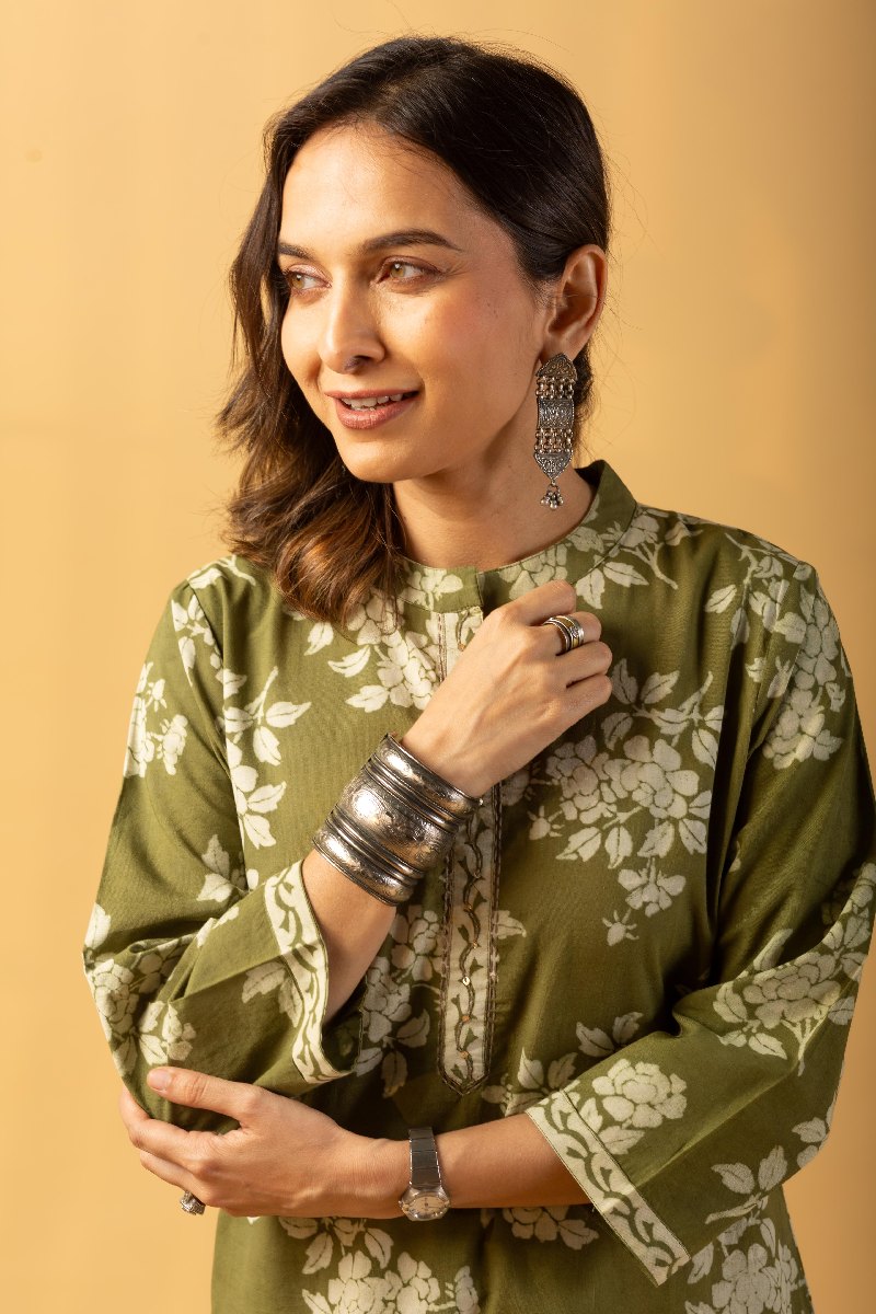 Image for Kusvaa Wkr128 Gautami Cotton Handblock Kurta Featured