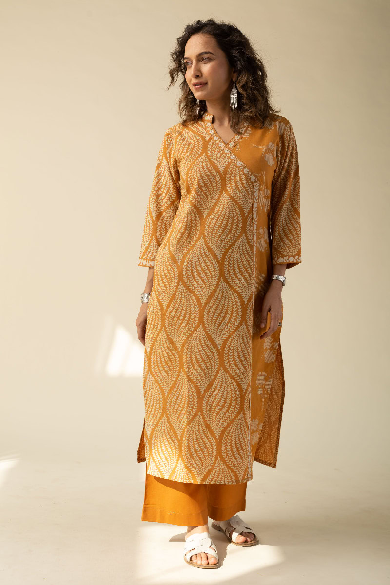 Image for Kusvaa Wkr129 Ristha Cotton Handblock Kurta Pocket