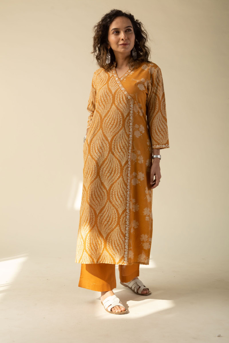 Image for Kusvaa Wkr129 Ristha Cotton Handblock Kurta Side