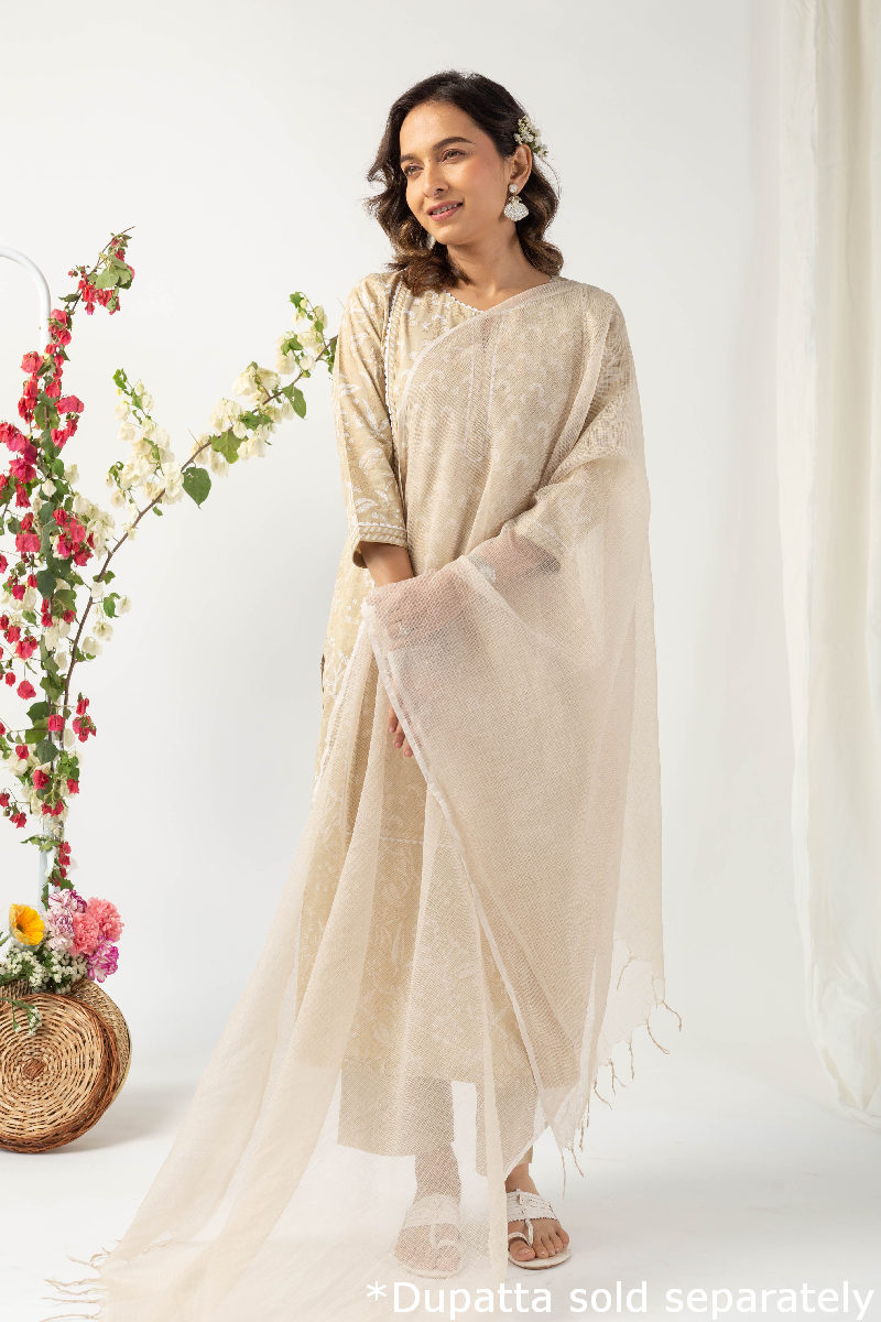 Image for Kusvaa Wkr130 Reha Cotton Straight Fit Kurta Closeup 3