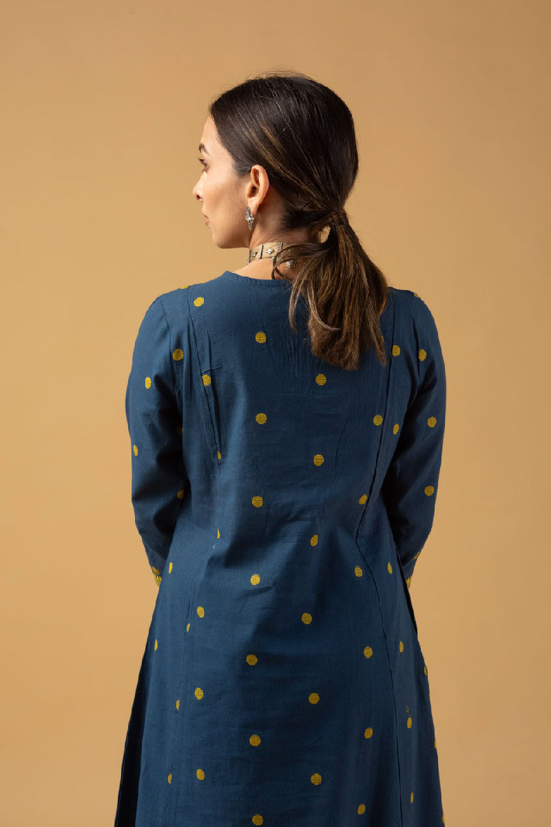 Image for Kusvaa Cood087 Preezy Handloom Cotton Kurta Pant Set Back