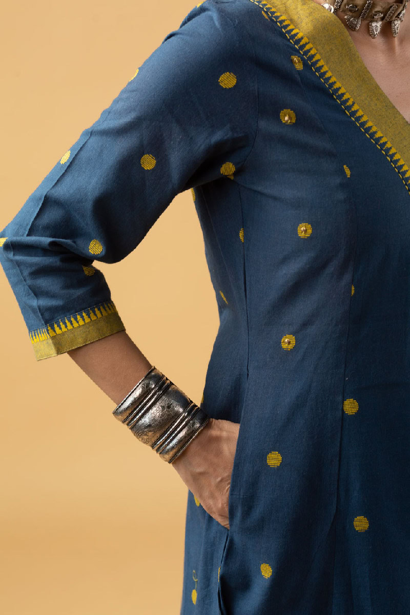 Image for Kusvaa Cood087 Preezy Handloom Cotton Kurta Pant Set Sitting