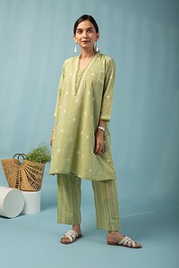 Image for Kusvaa Cood088 Pipali Handloom Cotton Kurta Pant Set Back New