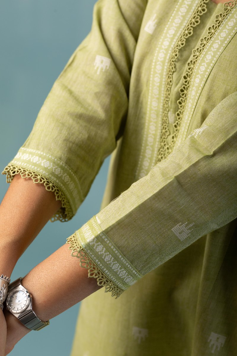 Image for Kusvaa Cood088 Pipali Handloom Cotton Kurta Pant Set Sitting New
