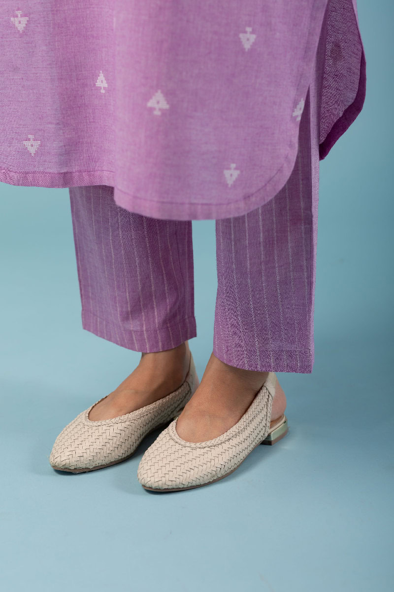 Image for Kusvaa Cood089 Samshini Handloom Cotton Kurta Pant Set Neck