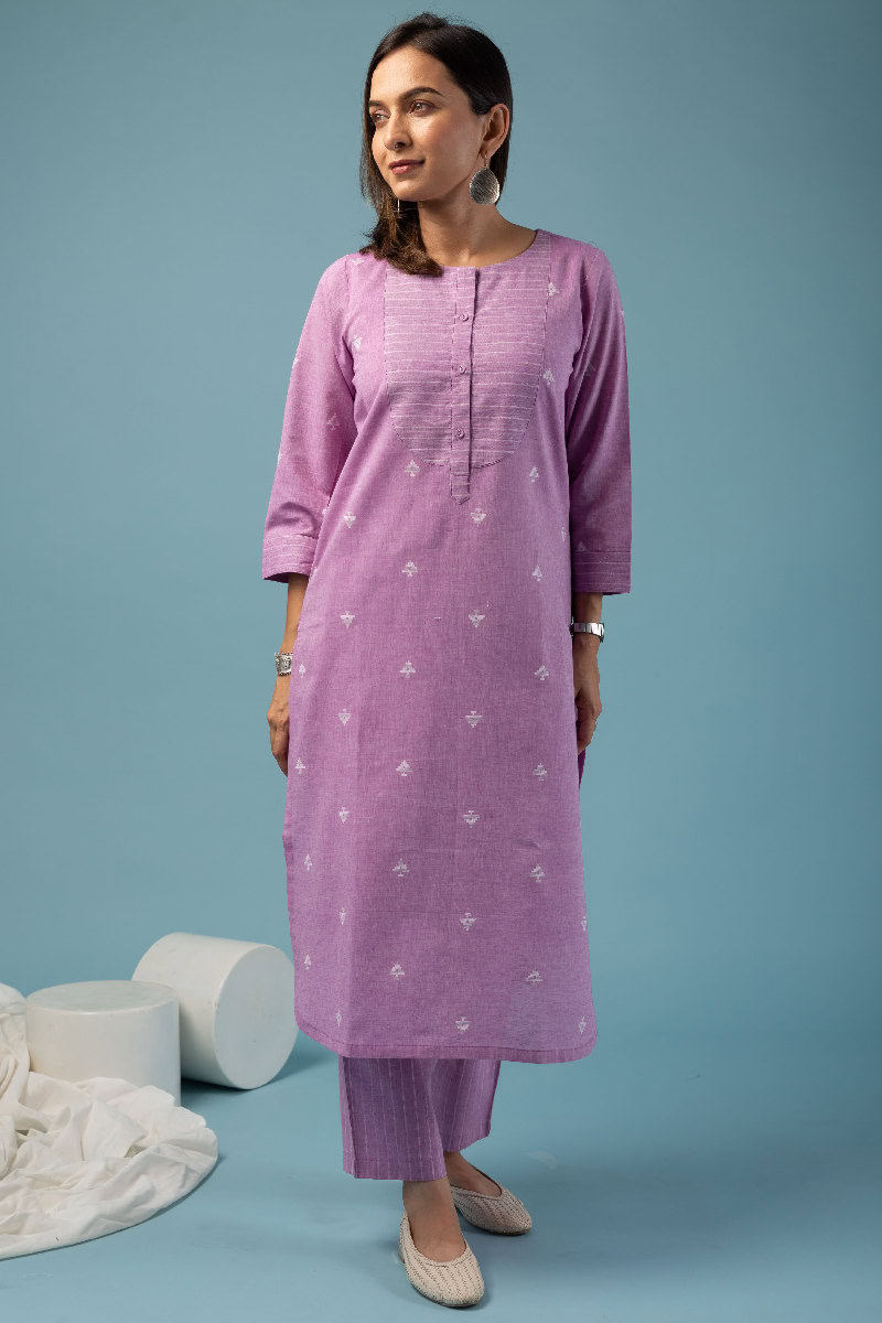 Image for Kusvaa Cood089 Samshini Handloom Cotton Kurta Pant Set Side