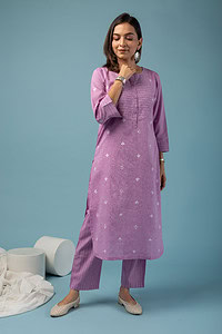 Image for Kusvaa Cood089 Samshini Handloom Cotton Kurta Pant Set Sleeves