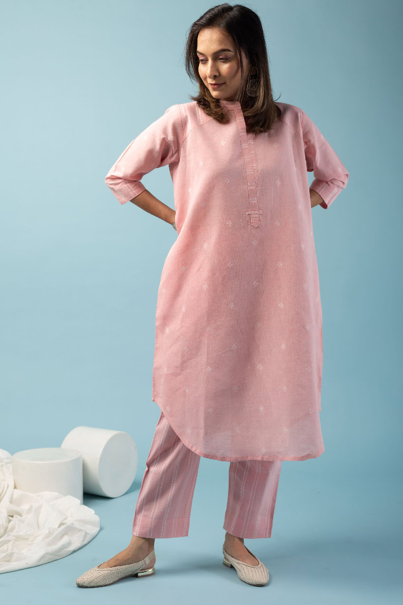 Image for Kusvaa Cood090 Samskurti Handloom Cotton Kurta Pant Set Side