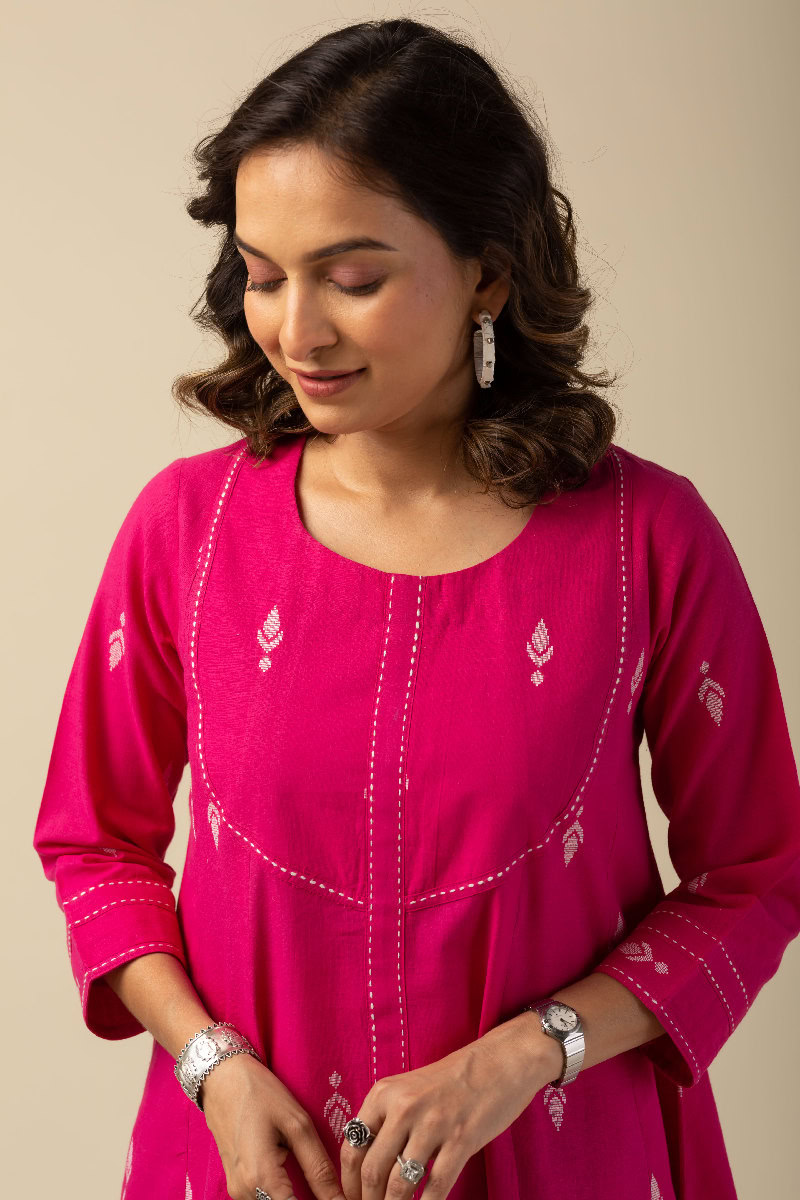 Image for Kusvaa Cood092 Barkha Handloom Cotton Kurta Pant Set Featured