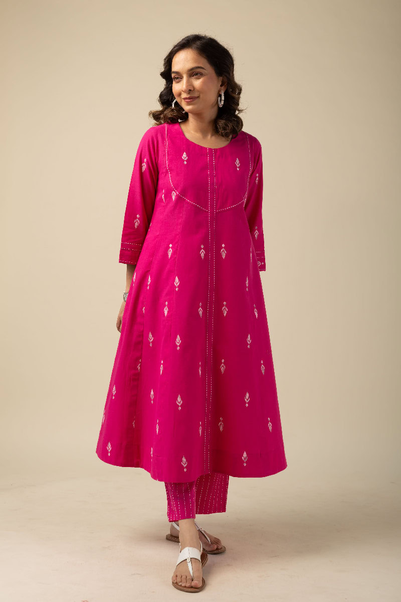 Image for Kusvaa Cood092 Barkha Handloom Cotton Kurta Pant Set Side