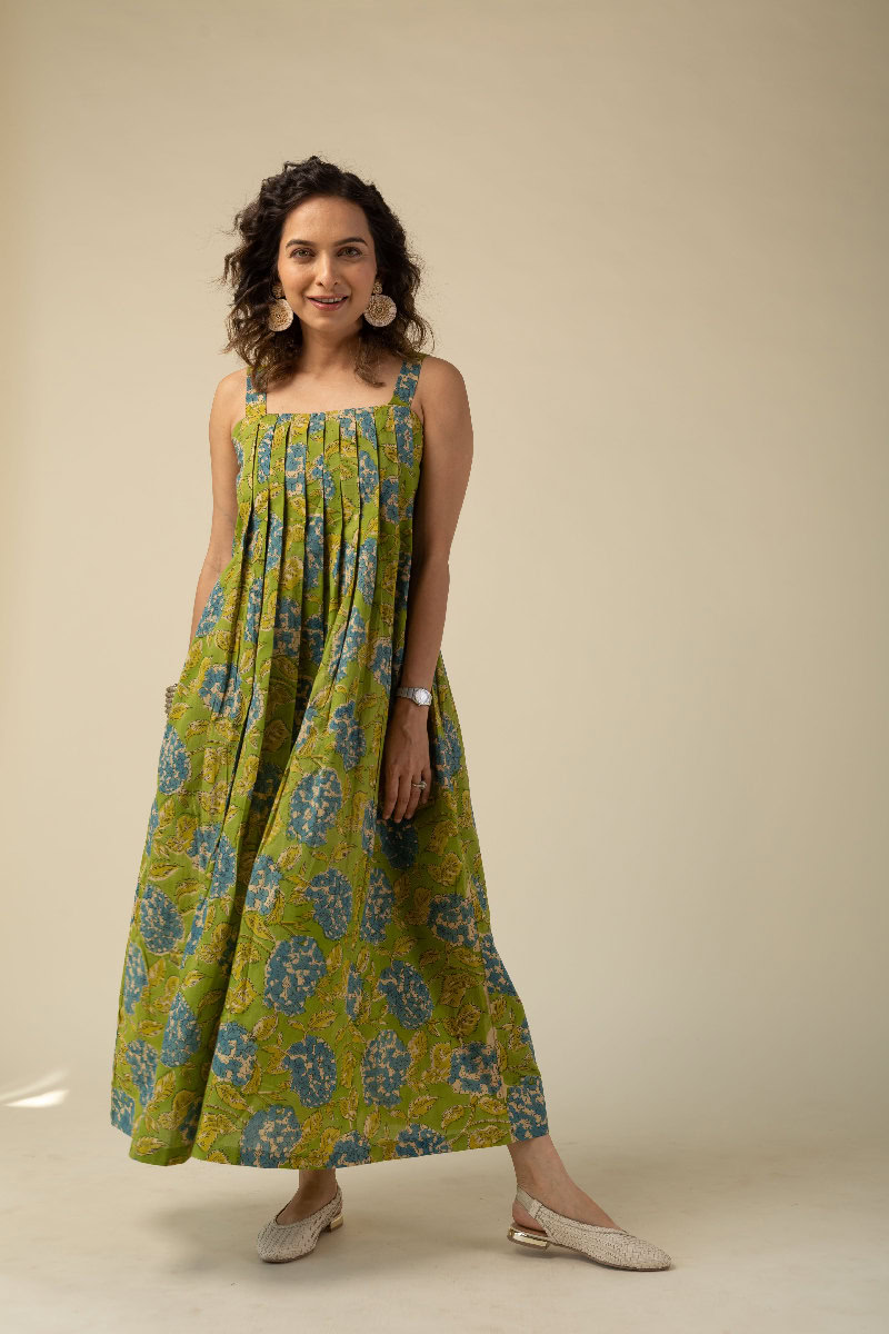Image for Kusvaa Dr027 Samta Cotton Handblock Dress Pocket