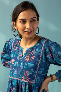 Image for Kusvaa Dr028 Omkari Cotton Handblock Dress Featured