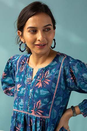 Image for Kusvaa Dr028 Omkari Cotton Handblock Dress Featured