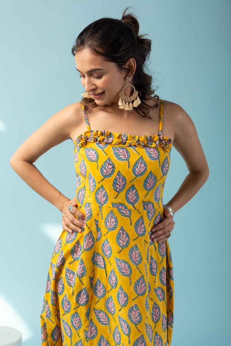 Image for Kusvaa Dr030 Lipsa Cotton Handblock A Line Dress Featured