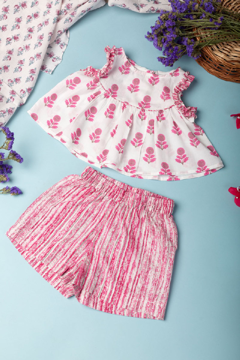 Image for Kusvaa Grw055 Snehal Cotton Girl's Top Short Set Front