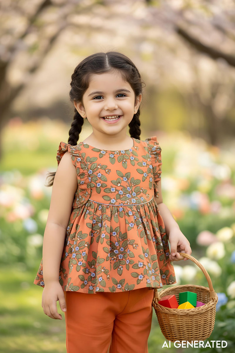 Image for Kusvaa Grw077 Lekisha Cotton Girls Top Short Set Model