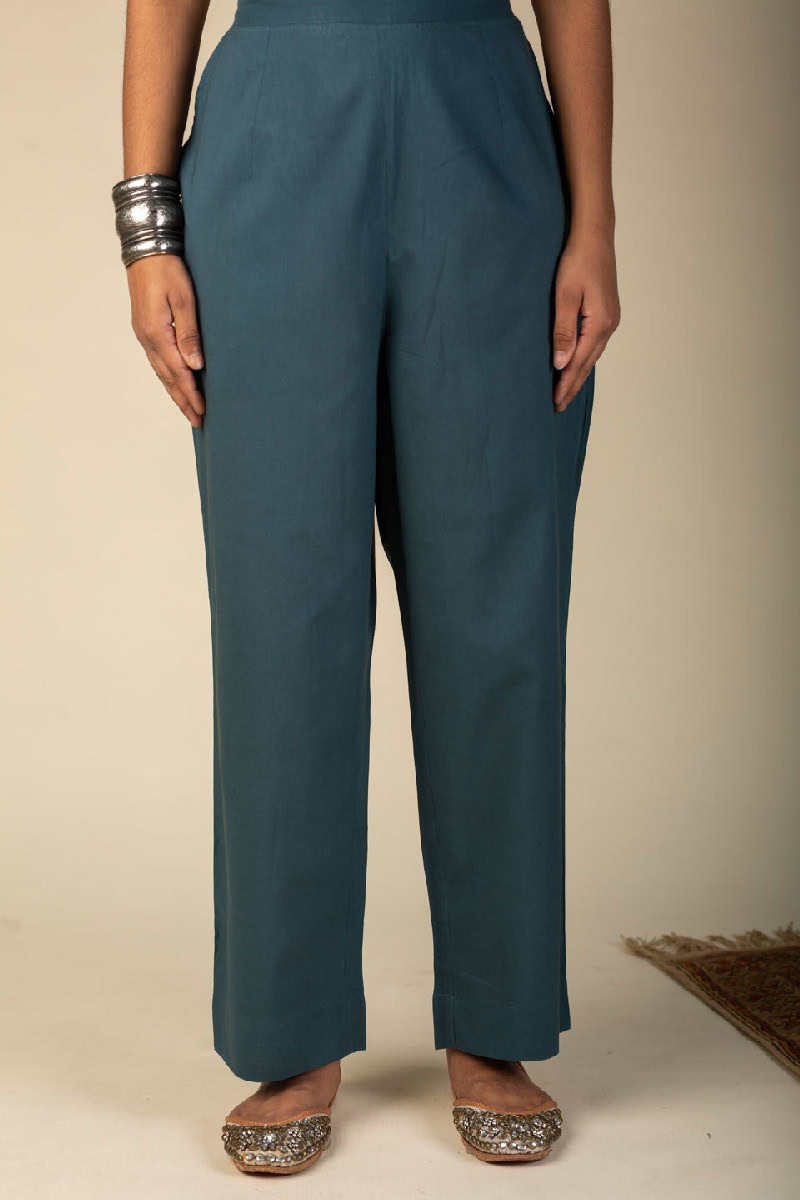 Image for Kusvaa Pnt009 Purva Cotton Pant With Pocket Teal Featured
