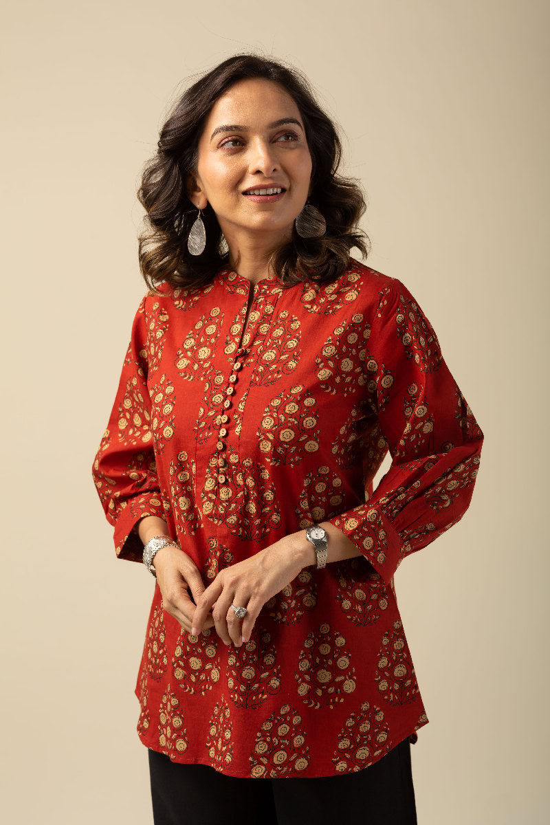 Image for Kusvaa Shk023 Aahani Cotton Short Kurti Side