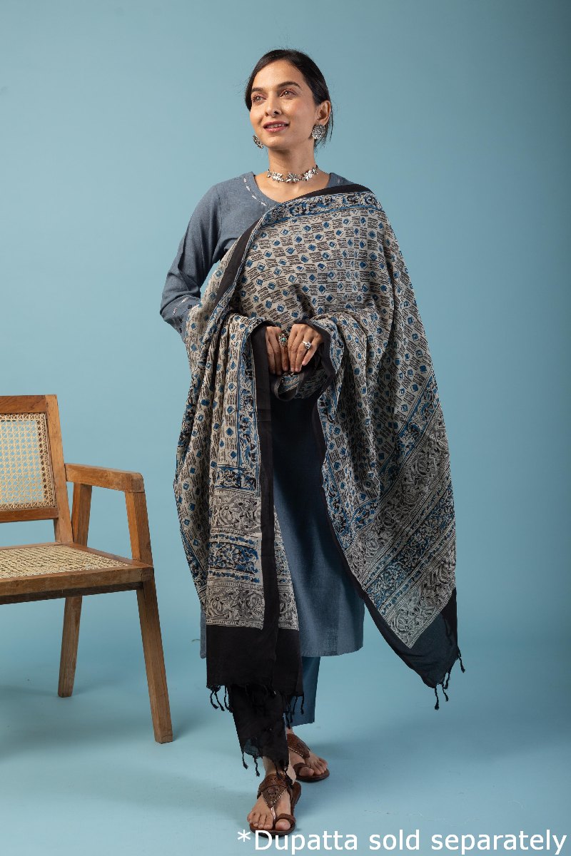 Image for Kusvaa Wkr131 Anvi Cotton Slub Kurta Closeup
