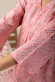 Image for Kusvaa Wkr132 Baishali Cotton Handblock Print Kurta Closeup 2