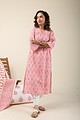 Image for Kusvaa Wkr132 Baishali Cotton Handblock Print Kurta Front