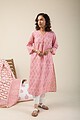 Image for Kusvaa Wkr132 Baishali Cotton Handblock Print Kurta Pocket