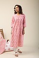 Image for Kusvaa Wkr132 Baishali Cotton Handblock Print Kurta Side