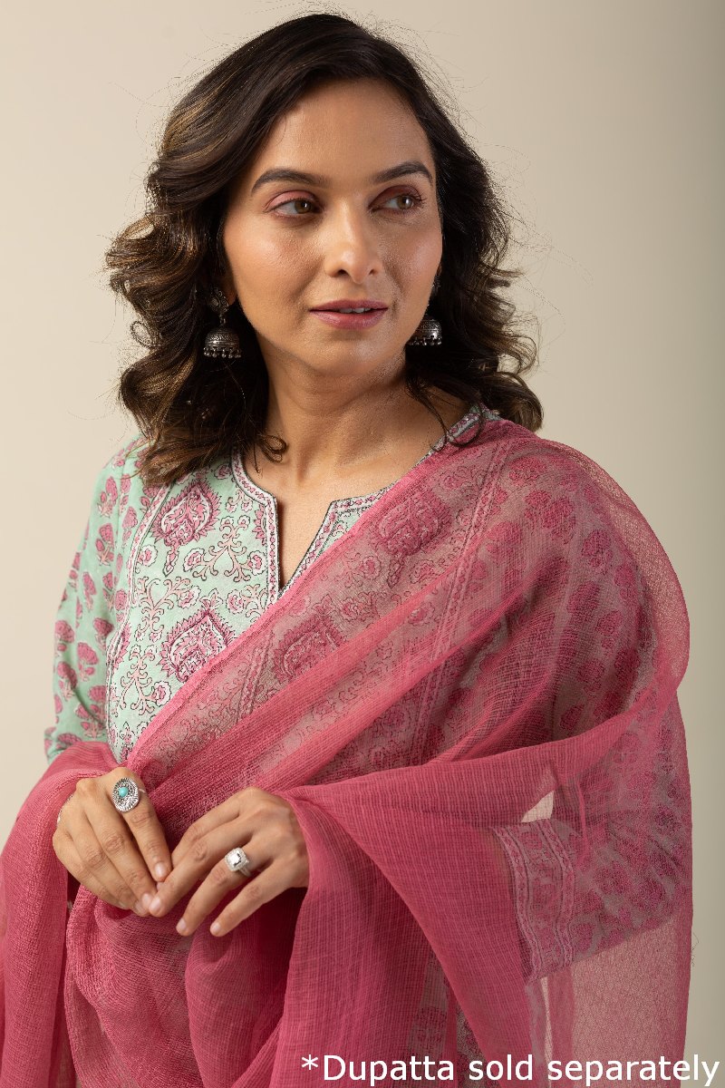 Image for Kusvaa Wkr133 Amara Cotton Handblock Kurta Featured