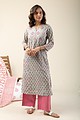 Image for Kusvaa Wkr133 Amara Cotton Handblock Kurta Sleeves