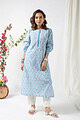 Image for Kusvaa Wkr134 Vani Cotton Handblock Print Kurta Closeup