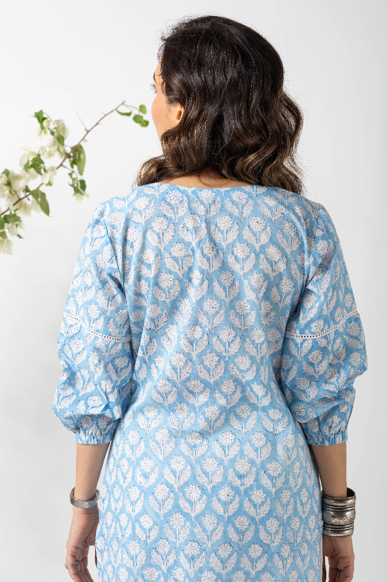 Image for Kusvaa Wkr134 Vani Cotton Handblock Print Kurta Sitting