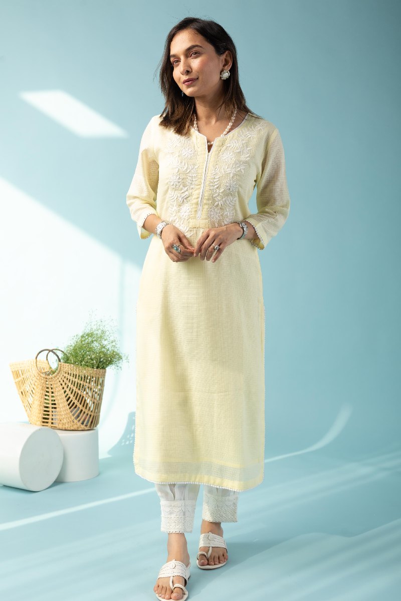 Image for Kusvaa Wkr137 Shagun Kota Doria A Line Kurta Pattern