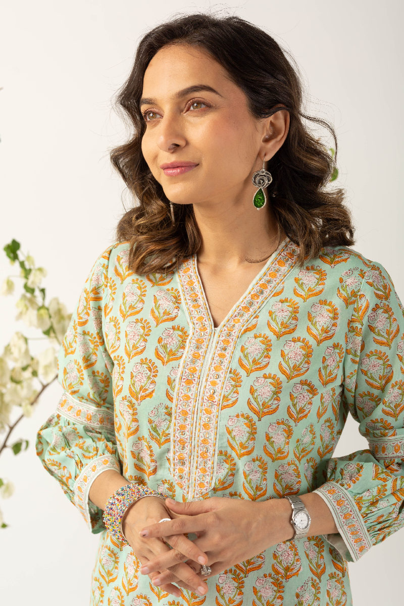 Image for Kusvaa Wkr138 Himani Cotton Handblock Kurta Featured