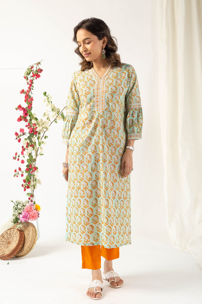 Image for Kusvaa Wkr138 Himani Cotton Handblock Kurta Pattern