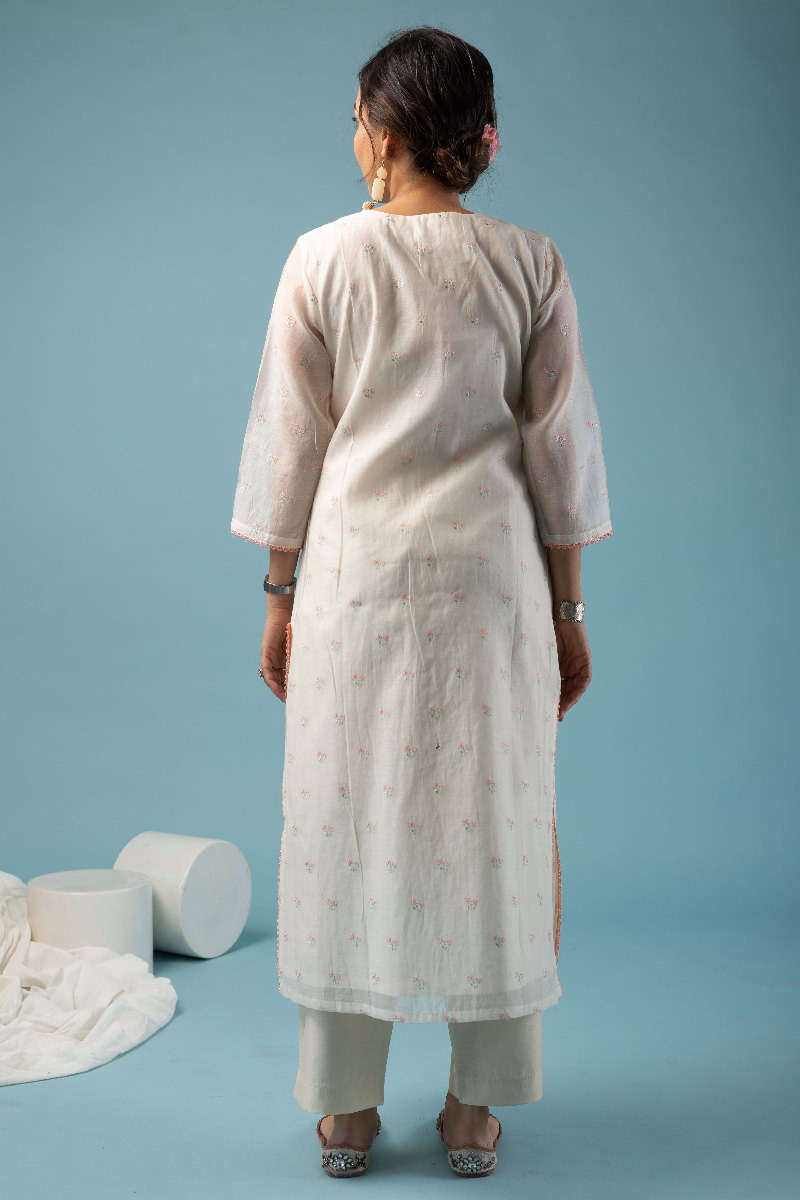 Image for Kusvaa Wkr140 Yamuna Chanderi Straight Kurta Back