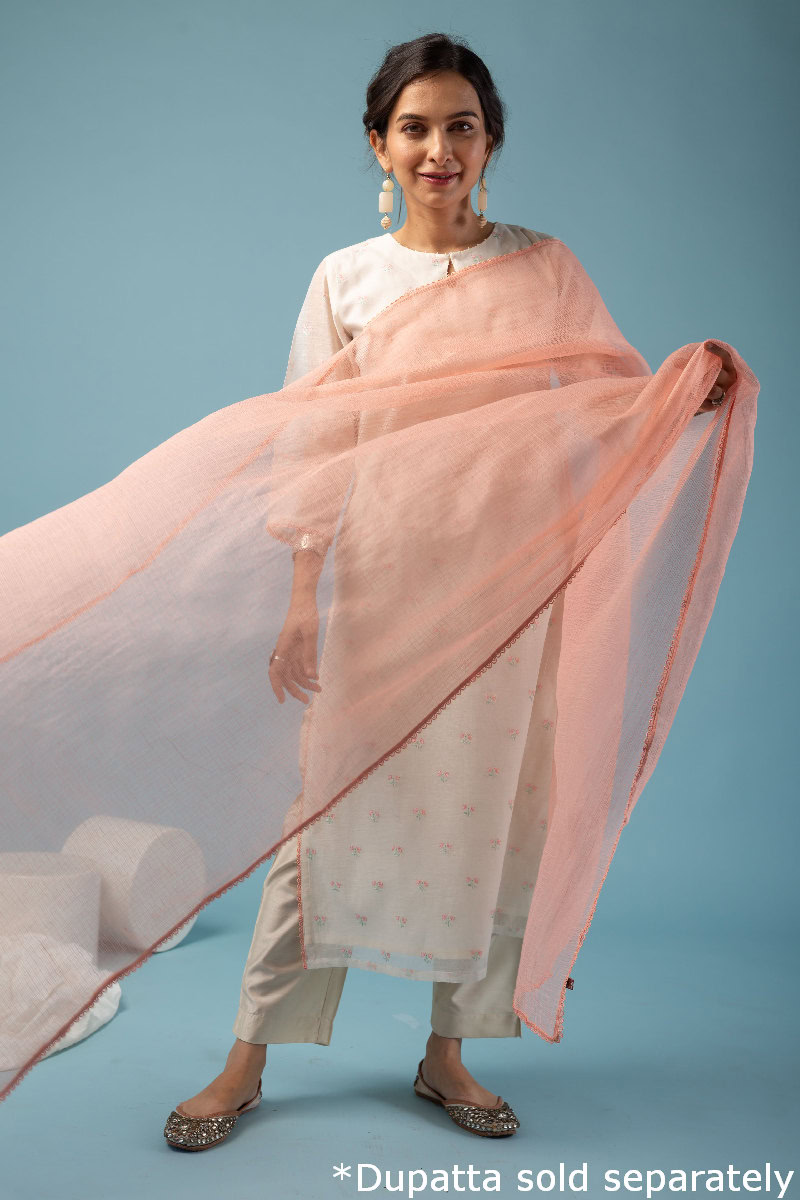 Image for Kusvaa Wkr140 Yamuna Chanderi Straight Kurta Front