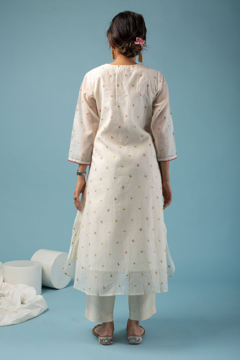 Image for Kusvaa Wkr141 Anuja Chanderi A Line Kurta Closeup