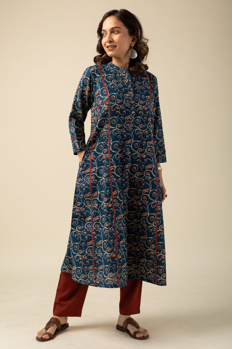 Image for Kusvaa Wkr146 Adhira Cotton A Line Kurta Back