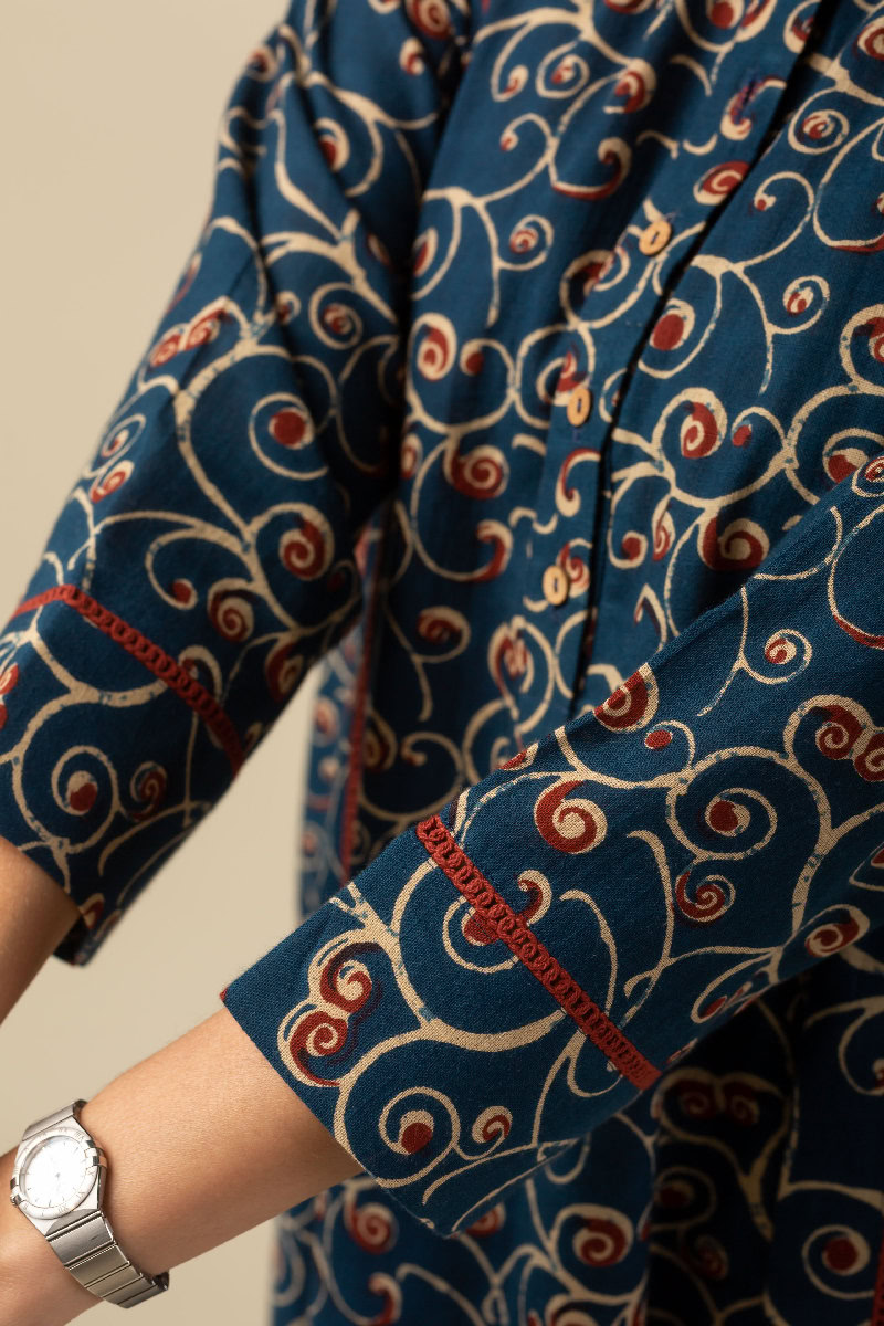Image for Kusvaa Wkr146 Adhira Cotton A Line Kurta Closeup 2
