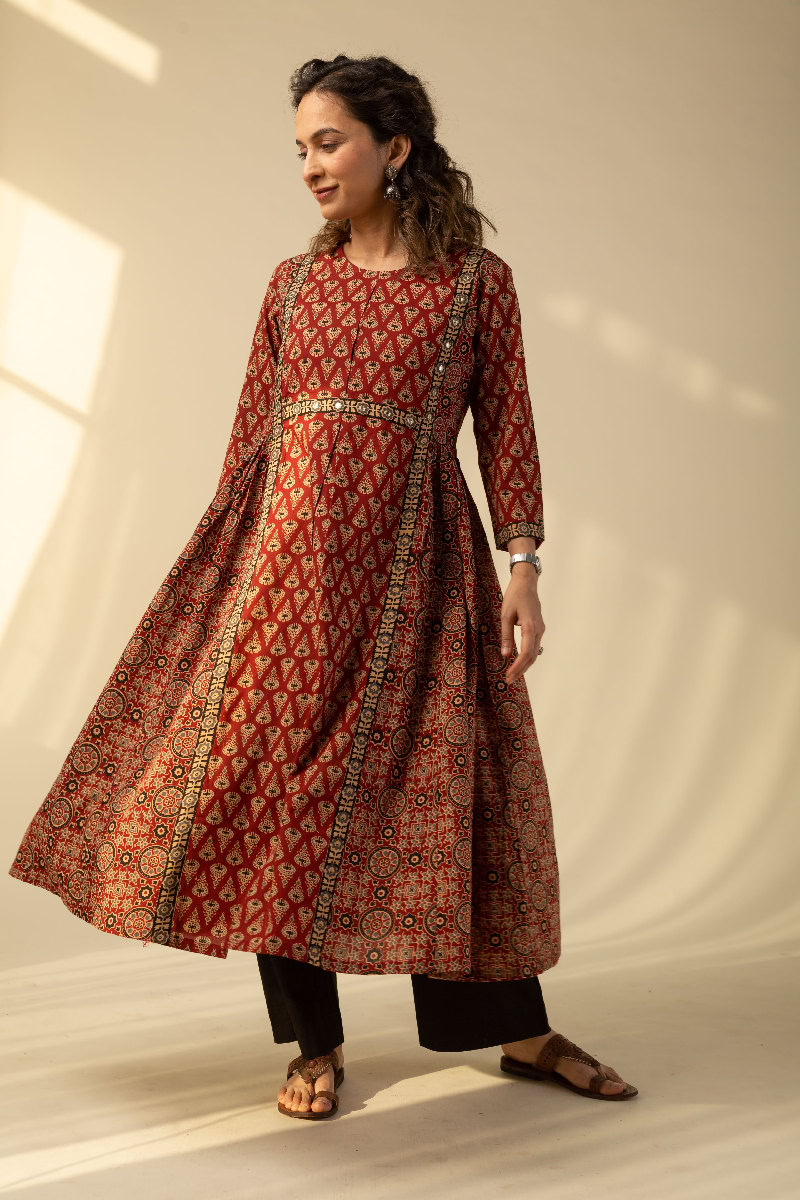 Image for Kusvaa Wkr160 Arushi Cotton A Line Kurta Pattern