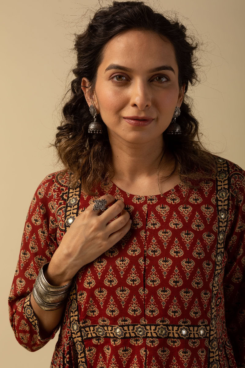 Image for Kusvaa Wkr160 Arushi Cotton A Line Kurta Pocket