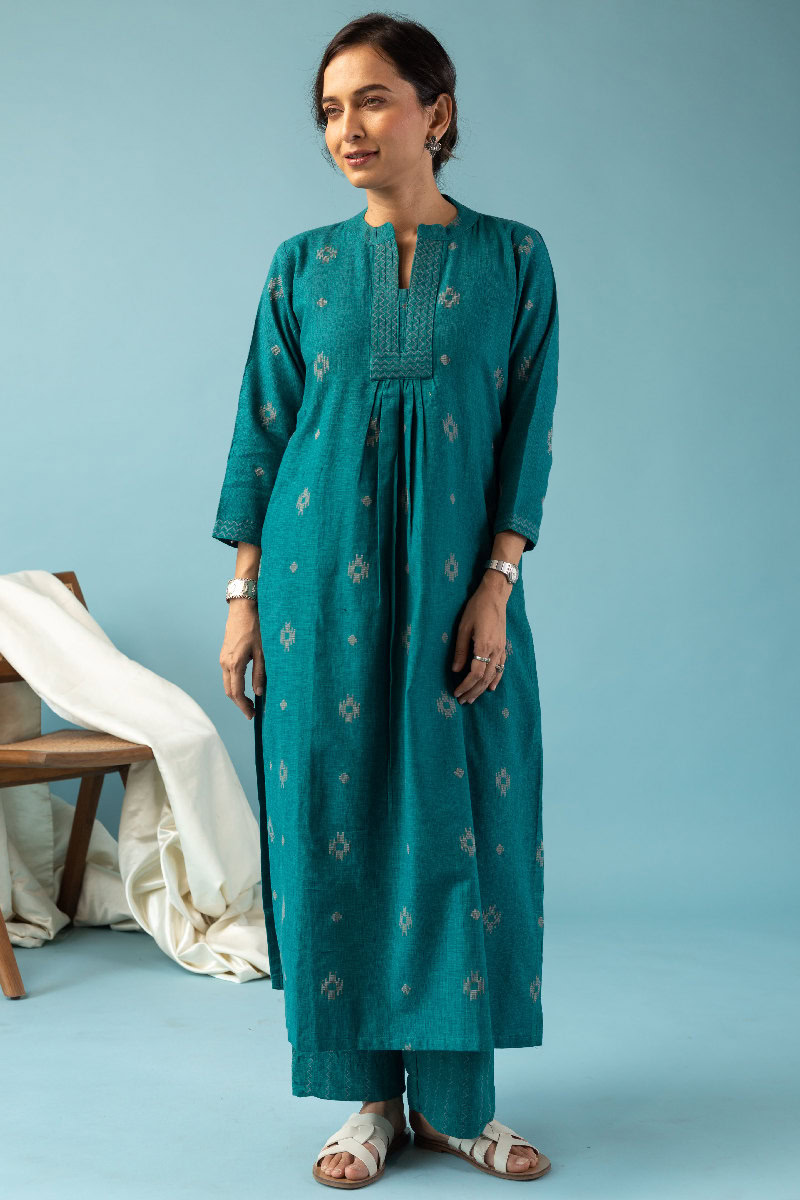 Image for Kusvaa Cood094 Ramya Handloom Cotton Kurta Pant Set Back
